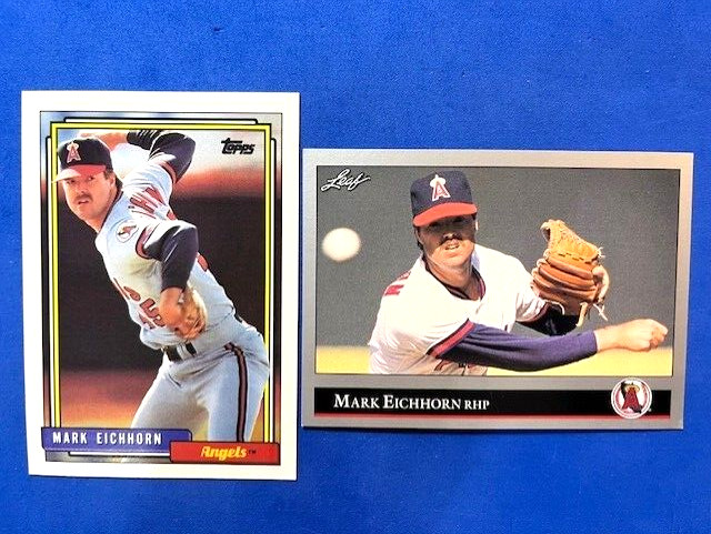 MLB - Mark Eichhorn 1992 Topps & 1992 Leaf Baseball - Angels