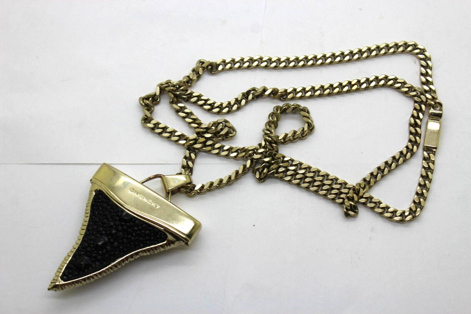 Givenchy shark large tooth necklace circa 34 inch… - image 4