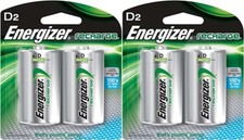 4 2x2 Energizer D D2 NH50 Rechargeable NiMH 2500mAh 1.2V Batteries