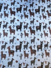 Double Sided Super Soft Cuddle Fleece Fabric Material - BLUE LLAMA