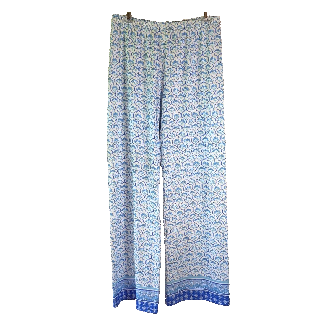 Kenny Dana Palazzo Pants Sanibel Border Peri Women's Size M NWT Beach UPF50