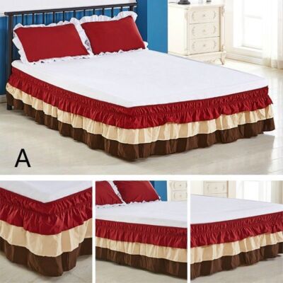 Ruffle Wrap Bed Skirt Elastic Three-layer Cake Bedding Dress Color