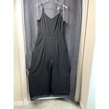 Nine West Spaghetti Strap Wide-Leg  VNeck Chic Classic Jumpsuit NO BELT SZ L:NWT