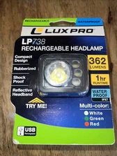LUXPRO Headlamp Ultra Compact LED Rechargeable Waterproof Adjustable 362 Lumen