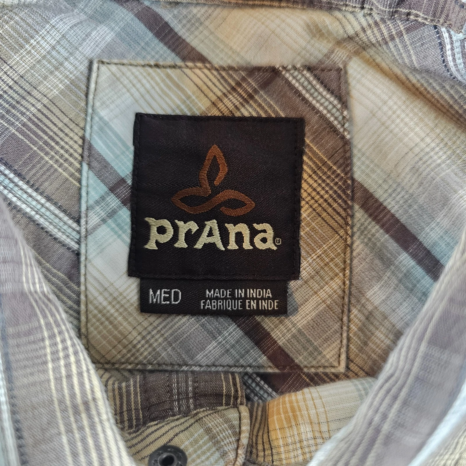 prana plaid snaps pockets western cowboy rancher organic shirt