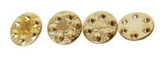 4 Pk Vintage Original Gold Toned Metal 3/4" Shank Round Buttons