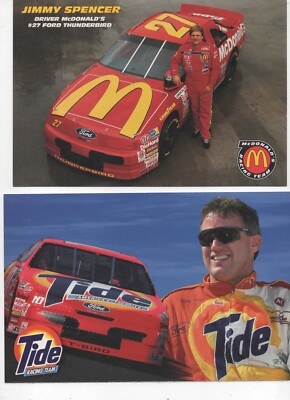 Two 1994 Nascar Race Drivers Souvenir Postcards (Jimmy Spencer & Ricky ...