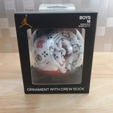 AIR JORDAN ORNAMENT Printed CREW SOCKS SZ 9 10 11 Bj0457-011 Christmas STOCKING