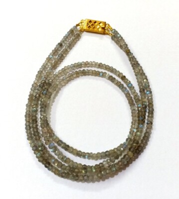 2 Layer Flashy Labradorite Faceted Rondelle Gemstone Beaded 3-4MM Necklaces 18''