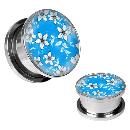 Pair of Floral Pattern Picture Plugs (MTO-062) gauges 16g thru 1 inch - Picture 7 of 27