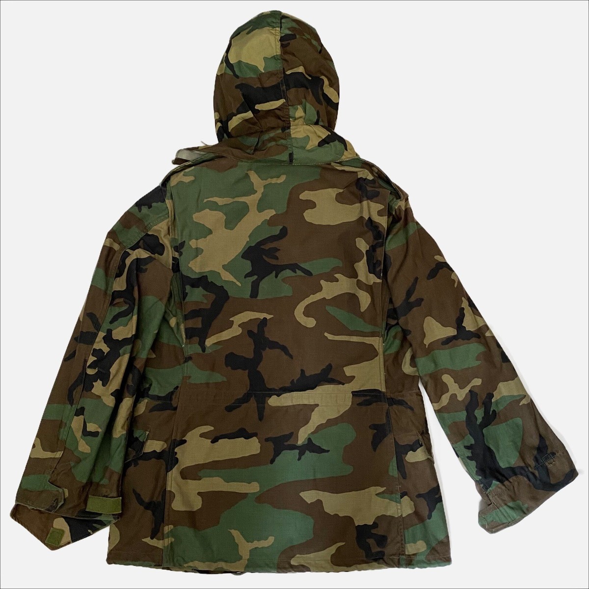 VTG USA Army M65 Field Jacket Mens S Woodland Camo Military Coat 