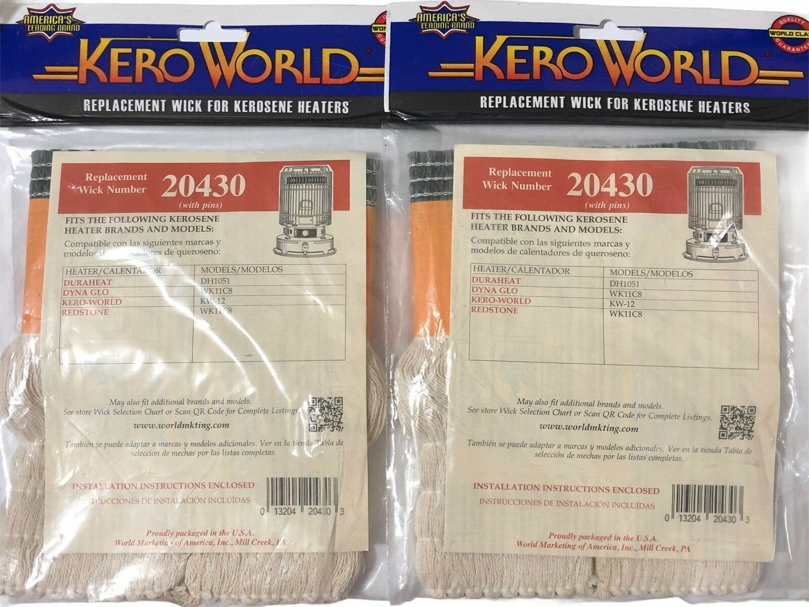 DynaGlo WK11C8 TWO Wicks KeroWorld Wick 20430 DynaGlo Kerosene