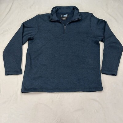 MACK RUSSO MENS NAVY BLUE 100% POLYESTER LONG SLEEVE PULLOVER QUARTER ZIP SIZE M