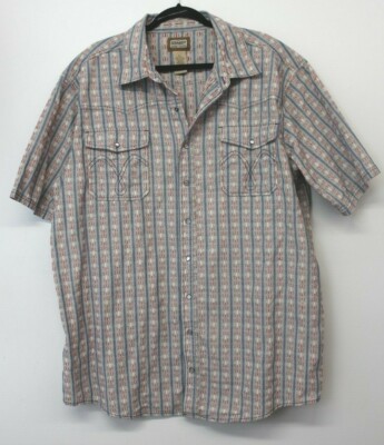 C.E. Schmidt Work Wear Button Down Short Sleeve Shirt Men's Size XLT Multicolor