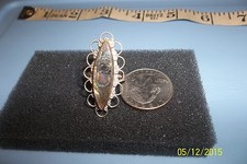 Vtg Sterling Silver Abalone Shell Ring Sz 6 .5 Ornate Filigree Wire Work Mexico