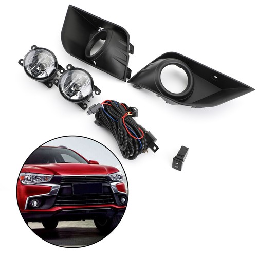 Front Bumper Fog Light Kit For Mitsubishi Outlander Sport ASX RVR 2016~18 BLK - Picture 2 of 12