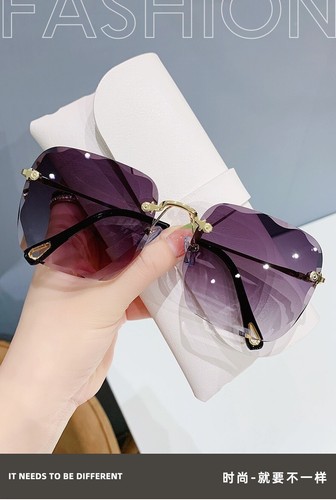 Women Ladies Fashion Retro Vintage UV400 Rimless Square Shade Sunglasses Eyewear - Picture 11 of 14
