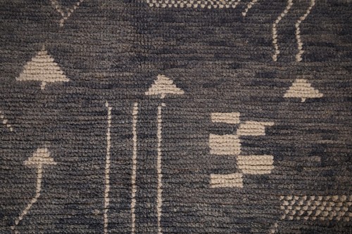 Abstract Charcoal Moroccan Living Room Rug 6x9 Wool Hand-knotted Oriental Carpet - Picture 10 of 18