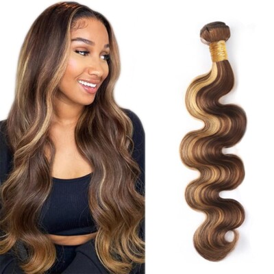 P4/27 Highlight Body Wave Bundles Human Hair Bundles Blonde Remy Hair Weft