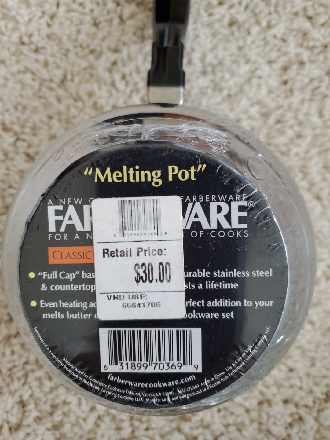 FARBERWARE Butter Warmer 5/8 Quart 18/10 Stainless Steel 3 1/2 Melting