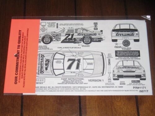 Slixx NASCAR 1171 71 Terramite Dave Marcis Chevy Waterslide Decals 1/24 NOS NEW - Picture 2 of 2
