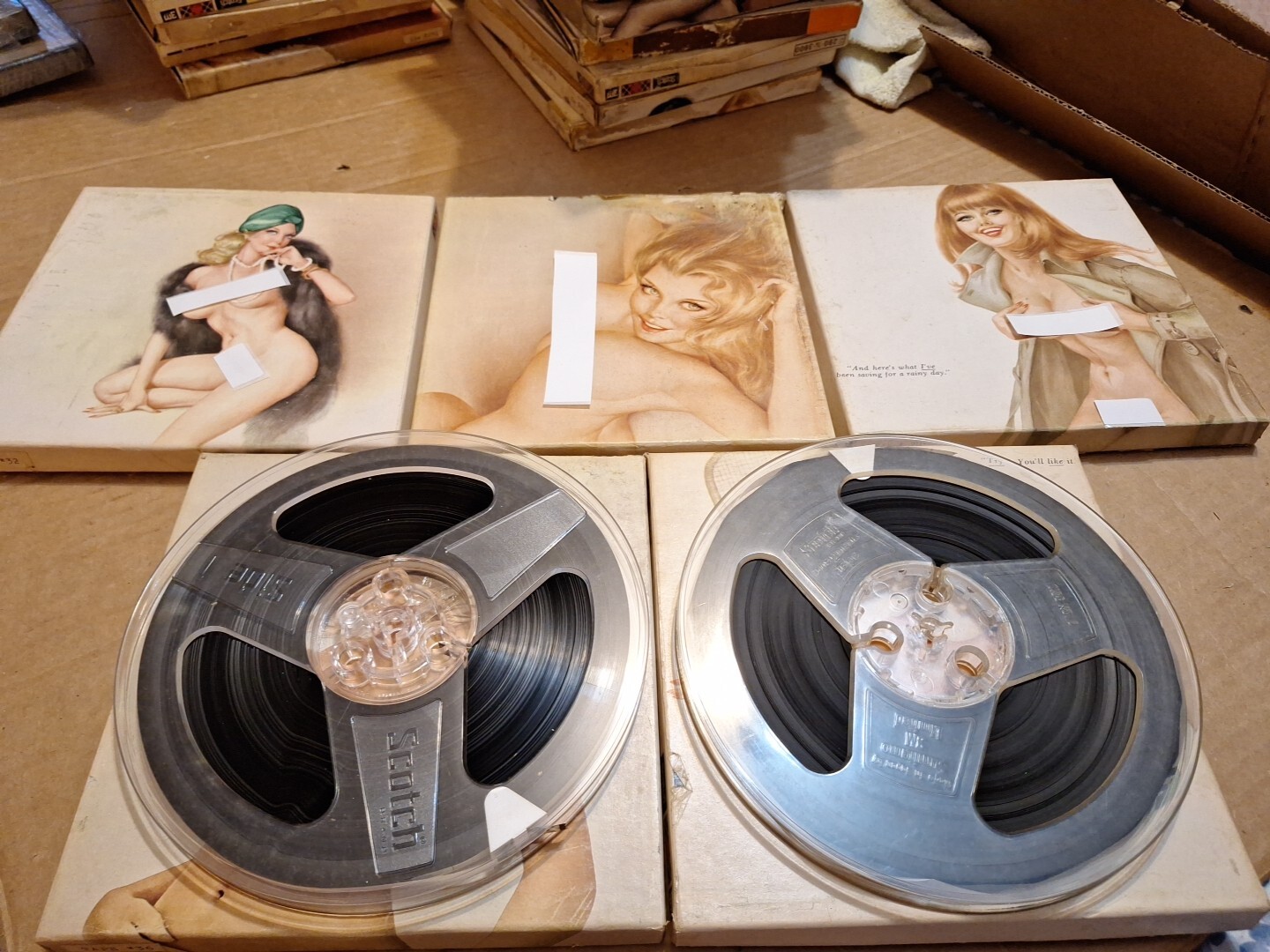 5 Scotch Reel To Reel Tapes - DO-IT-YOURSELF VARGAS STYLE COVERS POSSIBLY UNUSED