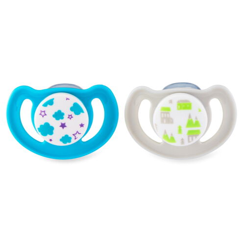Parent's Choice Kieferorthopädischer Entlüftungsschnuller 2er Pack, 18+ Monate, Unisex, grau türkis