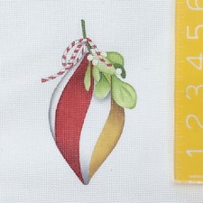Hand painted HP Needlepoint Canvas Melissa Shirley MLT mistletoe tree ornament.