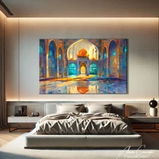 Mosque Painting Islamic Wall Art Framed Abstract Arabic Decor Muslim Art Print
