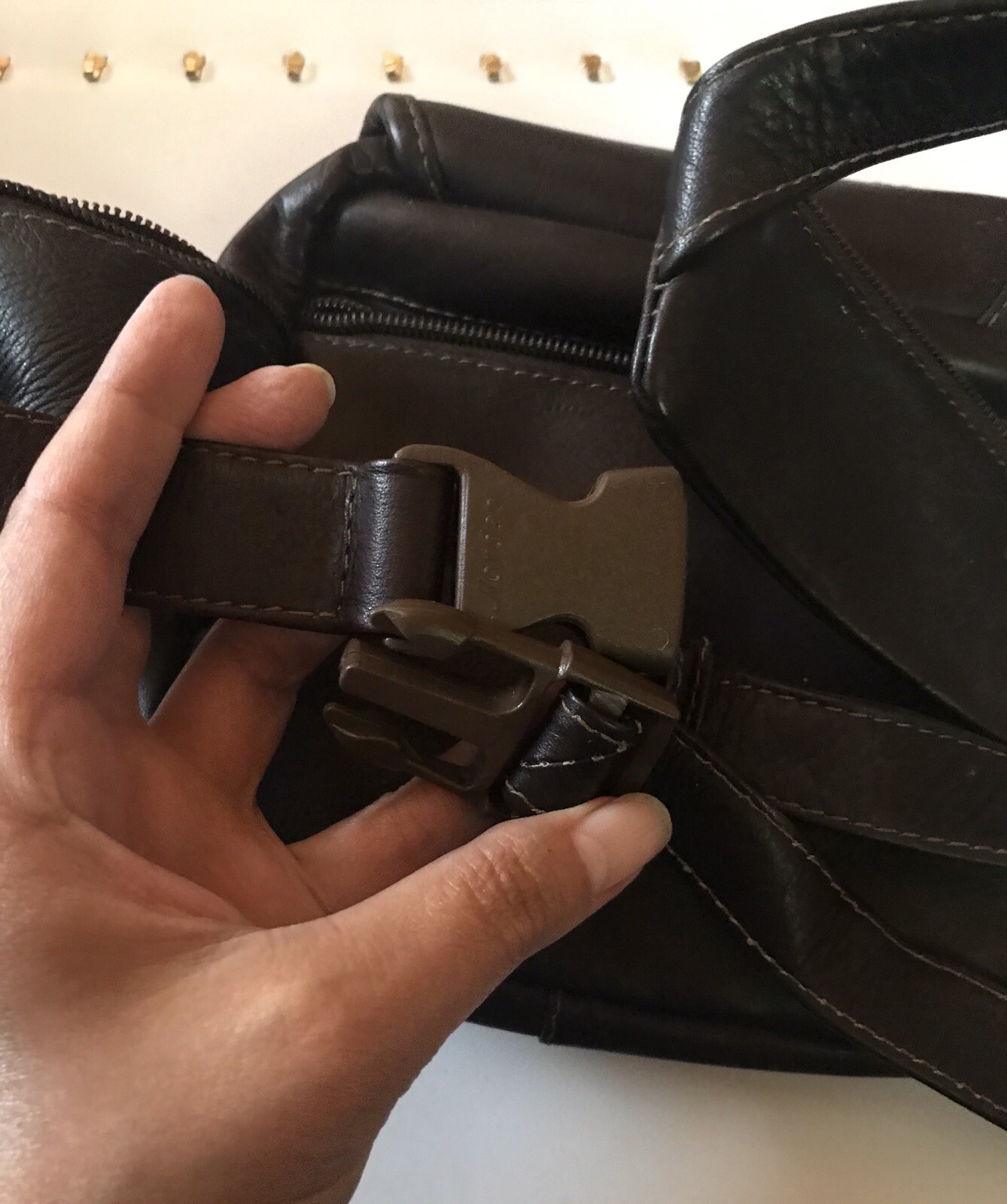Vintage Piel Travelers Waist Bag Leather  Chocolate