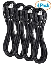 Slot Power Cord 2 Prong Figure 8 Power Cord Non Polarized Power Cable - 4 Pack