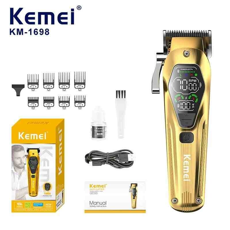 Kemei Professional Gold Hair Clipper with Rechargeable LCD