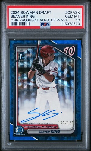 2024 Bowman Draft Chrome Seaver King Blue Wave Refractor /150 PSA 10 ROOKIE QTY