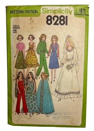 Simplicity 8281 Vintage Sewing Pattern Doll Clothes Wardrobe CUT
