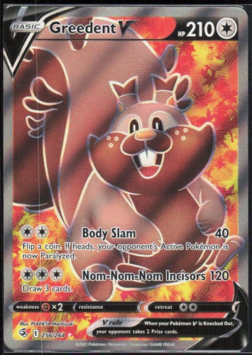 Greedent V (Full Art) 256/264 Holofoil UR SWSH08: Fusion Strike NM Pokemon