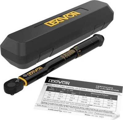 LEXIVON Inch Pound Torque Wrench 1/4-Inch 1/4''DR. 20~200 IN-LB, Black 