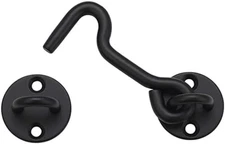 4” Privacy Hook & Eye Gate Latch – Easy Lock for Barn Door, Black Finish