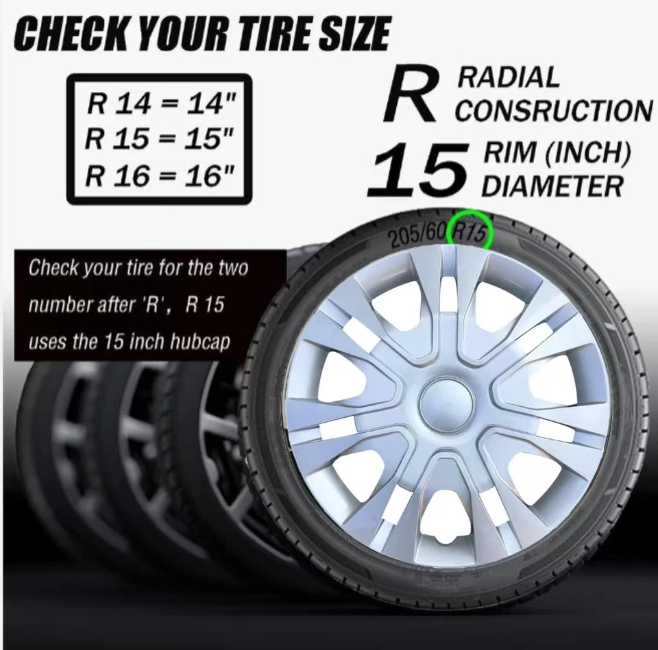 15" inch Hubcaps For Pontiac G5 G6 Wheel Rim Covers Snap On Silver 4pcs R15 - Image 2 of 4