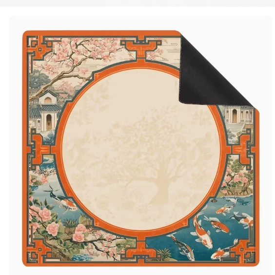 Mahjong Mat for Table Non-Slip, Durable, and Quiet Table Cover chinese fish