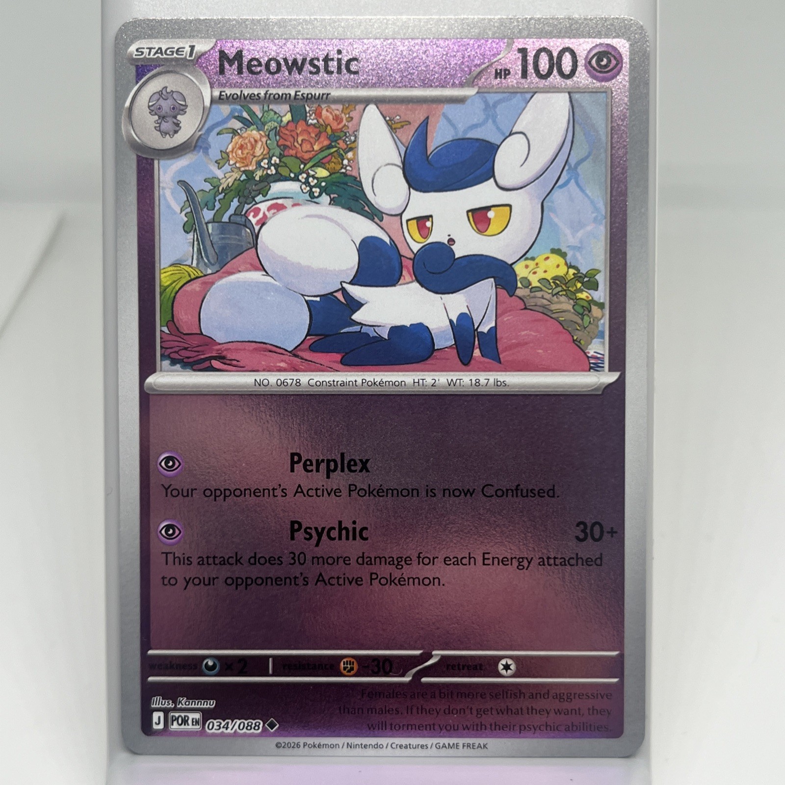 Reverse Holo Meowstic Uncommon ME03: Perfect Order 034/088 NM