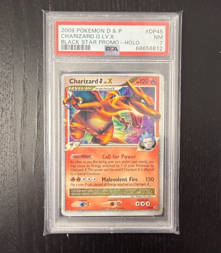 2009 POKEMON DIAMOND & PEARL BLACK STAR PROMO HOLO #DP45 CHARIZARD G LV.X PSA 7
