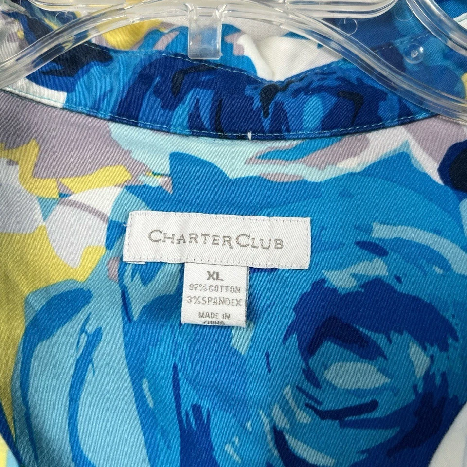 Chaqueta Charter Club para mujer XL floral con botones manga enrollable elástica cabaña Foto 4 de 4