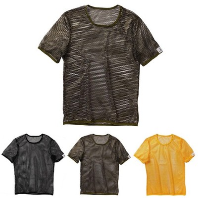 Herren Mesh See Through Fischnetz T-Shirt Clubwear Kurzarm Unterhemd Tee