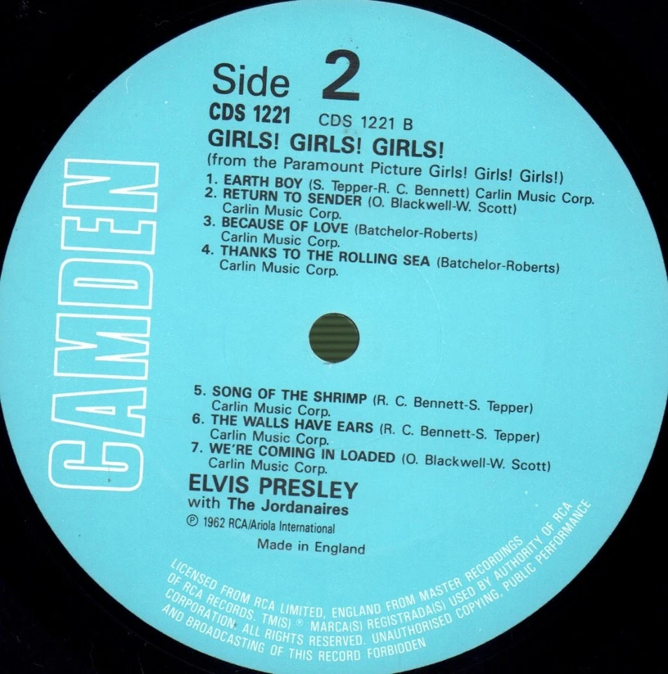 Elvis Presley Girls! Girls! Girls! LP Vinyl UK Camden 1986 Neuauflage LP In - Bild 4 von 4