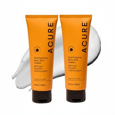 2x Acure Ultra Hydrating Green Juice Face Cleanser - Superfood Cleanser, Green F
