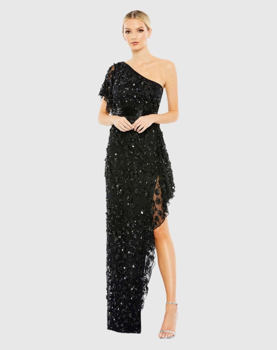 Mac Duggal Size 4 Black 93687 One Shoulder Beaded Asymmetrical Formal Gown Dress | eBay Mac Duggal Size 4 Black 93687 One Shoulder Beaded Asymmetrical Formal Gown Dress | eBay