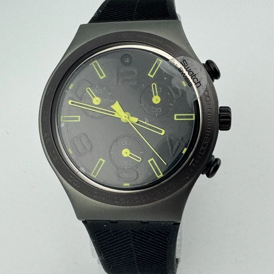 Reloj Swatch Suizo Cuarzo Hombre 40mm Verde Aluminio Cronógrafo Batería Nueva Sin Usar Foto 2 de 4