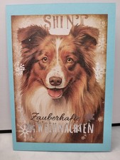 Weihnachtskarte Hund 17x12 mit Umschlag Weihnachten Karte Handgemacht NEU