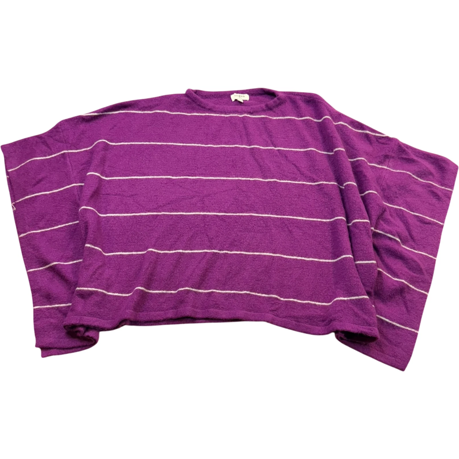 Umgee USA Women’s L Purple Striped Oversized Poncho Batwing Knit Sweater Top