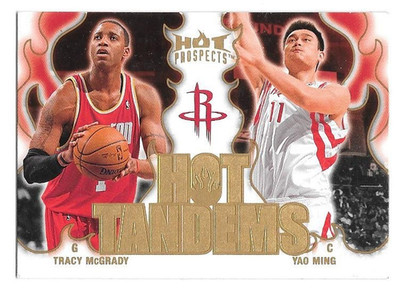 TRACY MCGRADY YAO MING 2008-09 FLEER HOT PROSECTS HOT TANDEMS HT-7 ROCKETS HOF